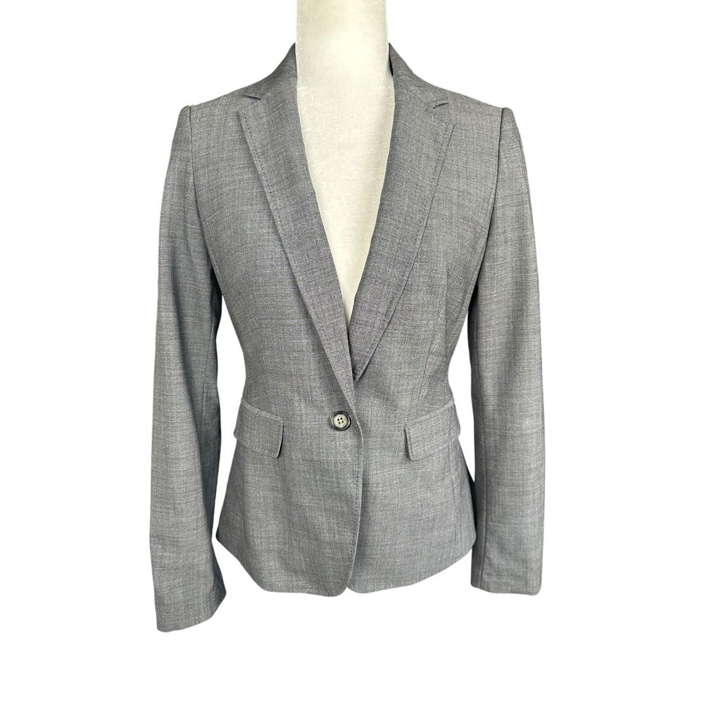 Banana Republic‎ Womens Blazer Size 2 Grey Wool Stretch Professional Work Office - Picture 2 of 7